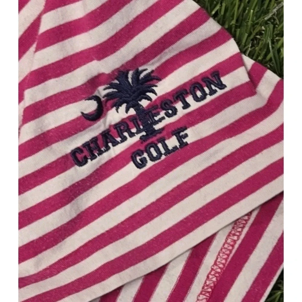 Polo Golf Ralph Lauren Vintage Lisle Polo Shirt Mens XL Pink Striped Charleston